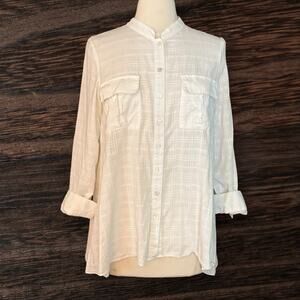 Fei Anthropologie White A Line Tunic Top Blouse Sz S Closet Essential Minimalist